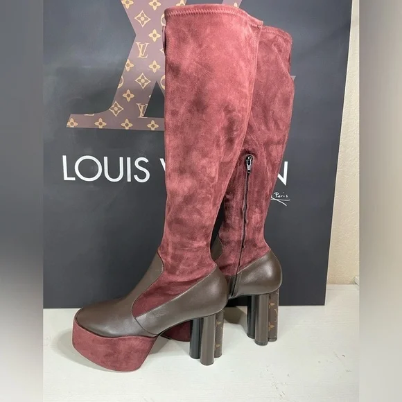 Louis Vuitton Boots LV Podium Platform Boots Authentic COA LV Tall Long Boots